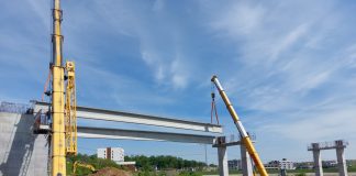 INELUL RUTIER METROPOLITAN DIN BAILE-FELIX – Au fost montate primele grinzi pe viaductul care traverseaza DN76