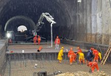 IMAGINI DE PE SANTIERUL AUTOSTRAZII A1 – CNAIR: Chiar si in conditii de ploaie si teren saturat de apa, lucrarile la tuneluri continua fara pauza, conform graficului tehnic