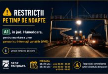 RESTRICTII DE CIRCULATIE PE A1 – CNAIR: lucrari de modernizare si calibrare a sistemelor inteligente de transport pe Autostrada A1 Sibiu – Holdea
