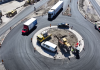 Sensul giratoriul de la intersecția DN 2 cu DN 2B, din localitatea Spătaru, aproape de final